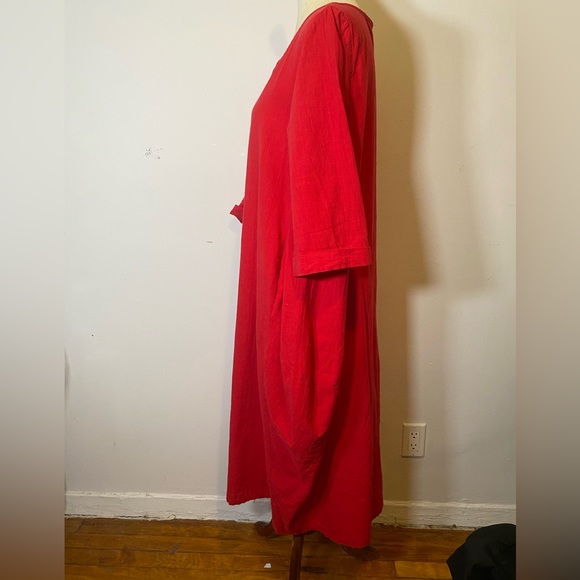 Red Cotton Maxi Dress - Picture 5 of 16